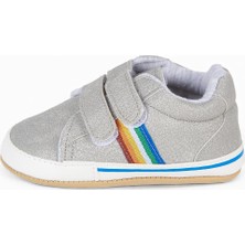 First Step Gri Renkli Şeritli Cırt Cırtlı Erkek Bebek Patik Ilk Adım AYAKKABISI-GRI/GREY-G-2351