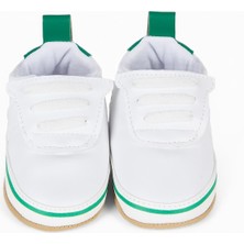 First Step Beyaz Cırt Cırtlı Yeşil Detay Bebek Patik Ilk Adım AYAKKABISI-G-2359