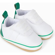 First Step Beyaz Cırt Cırtlı Yeşil Detay Bebek Patik Ilk Adım AYAKKABISI-G-2359