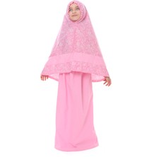 Oulabi Mir Kız Çocuk Namaz Elbisesi Pamuklu Çiçek Baskılı Pembe