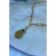 Fuya Design Şeffaf Ananas Uçlu Zincir Kolye