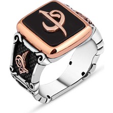 Amberkan Oniks Taş Üzeri Elif-Vav Erkek Yüzük