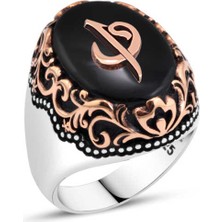 Amberkan Oniks Taş Üzeri Elif-Vav Erkek Yüzük