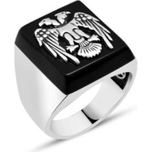 Amberkan Oniks Taş Üzeri Selçuklu Kartallı Erkek Yüzük