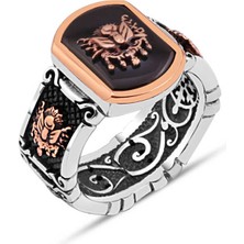 Amberkan Oniks Taş Üzeri Osmanlı Devlet Armalı Erkek Yüzük