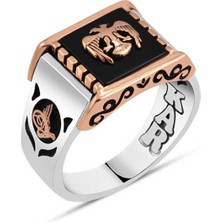 Amberkan Oniks Taş Üzeri Selçuklu Kartallı Erkek Yüzük