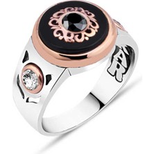 Amberkan Oniks Taş Üzeri Tek Taşlı Erkek Yüzük