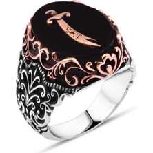 Amberkan Oniks Taş Üzeri Zülfikar Kılıcı Erkek Yüzük