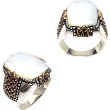 Amberkan Oniks Taşlı Yanları Özel Tasarımlı Erkek Yüzük