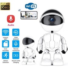 1080p Robot Görünümlü Bebek Bakıcı Wifi IP Güvenlik Kamerası Kablosuz Gece Görüşlü