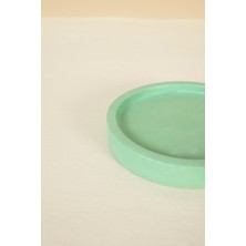 H&C Handmeight Concept Beton Yeşil Yuvarlak Altlık Sunumluk Tepsi Beton Dekoratif Altlık