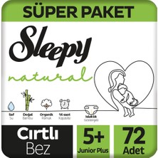 Sleepy Natural Süper Paket Bebek Bezi 5+ Numara Junior Plus 72 Adet
