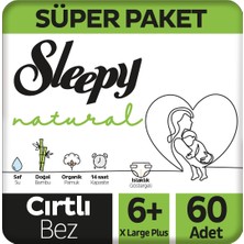 Sleepy Natural Süper Paket Bebek Bezi 6+ Numara XLarge Plus 60 Adet