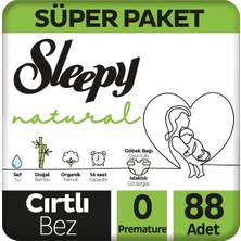 Sleepy Natural Süper Paket Bebek Bezi 0 Numara Premature 88 Adet