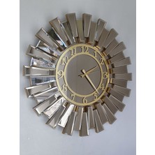 Ayna Denizi Güneş Twins Golden Latin Bronze Model Altın Bronz Renk 70 Cm Dekoratif Aynalı Duvar Saati