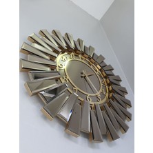 Ayna Denizi Güneş Twins Golden Latin Bronze Model Altın Bronz Renk 70 Cm Dekoratif Aynalı Duvar Saati