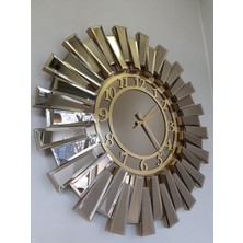 Ayna Denizi Güneş Twins Golden Latin Bronze Model Altın Bronz Renk 70 Cm Dekoratif Aynalı Duvar Saati