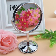 Gaman Yuvarlak Gümüş Ayna 360 Derece Dönebilen Makyaj ve Kaş Alma Aynası-Büyüteçli Seyehat Aynası