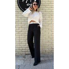 My Model Ters Kemerli Salaş Siyah Pantolon