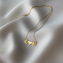Nida Jewelry 925 Ayar Gümüş Old English Font Çift Harf Kolye