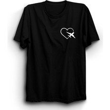 The Fame Uçak Kalp Rota Logo, Airplane, Heart, Route Tişört