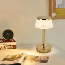 Forlife Ledli Masa Lambası, Şarjlı Abajur, Masaüstü Aydınlatması, Dekoratif Masa Lambası, Gold Renk