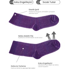Black Arden Socks 2 Çift  Mor Gri Kışlık Bayan Peluş Havlu Çorap