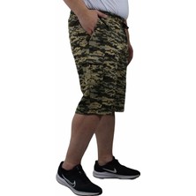 Moc Grande Mocgrande Büyük Beden Commando Camouflage Erkek Penye Şort 23606 Askeri Yeşil