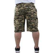 Moc Grande Mocgrande Büyük Beden Commando Camouflage Erkek Penye Şort 23606 Askeri Yeşil