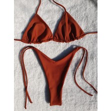 Meot Kahverengi V Kesim Üçgen Tanga Bikini