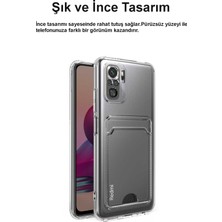 Kılıfmania Xiaomi Poco M5S Kapak Kamera Korumalı Kartlıklı Şeffaf Silikon Kılıf