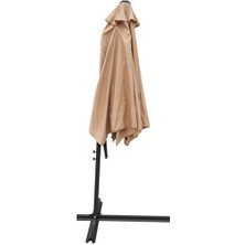 Sadece Nette Polyester 3 Metre Ampül Bahçe Şemsiyesi, Balkon Şemsiyesi Kahverengi