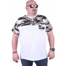 Moc Grande Mocgrande Büyük Beden Cepli Camouflage Erkek Tişört 23145 Beyaz