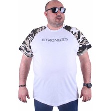 Moc Grande Mocgrande Büyük Beden Raglan Sleeve Camouflage Erkek Tişört 23146 Beyaz