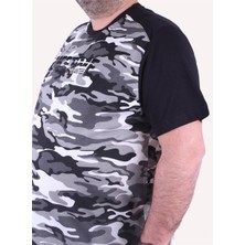 Moc Grande Mocgrande Büyük Beden Shoulder Line Camouflage Erkek Tişört 23147 Fume