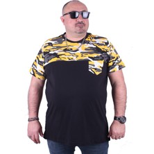 Moc Grande Erkek Tişört 23145 Hardal Renkli Cepli Camouflage Kısa Kol Bisiklet Yaka