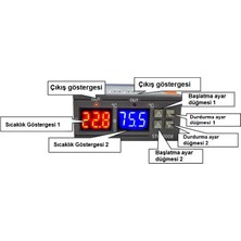 STC-3008 220V 10A Çift Ekranlı Çift Problu Termostat Kuluçka Makinalarına Uygun