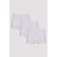 Erkek Pamuklu Basic White Tape 3lü Boxer