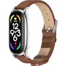 Zunhai Xiaomi Mi Band 7/7 Nfc Kahverengi Gümüş Için Mikrofiber Deri Izleme Bandı (Yurt Dışından)