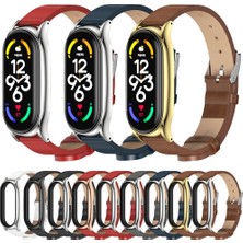 Zunhai Xiaomi Mi Band 7/7 Nfc Kahverengi Gümüş Için Mikrofiber Deri Izleme Bandı (Yurt Dışından)