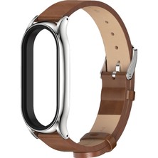 Zunhai Xiaomi Mi Band 7/7 Nfc Kahverengi Gümüş Için Mikrofiber Deri Izleme Bandı (Yurt Dışından)