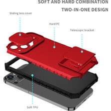 Eabhulie Apple iPhone 14 Pro Kayar Kamera Kapaklı Standı Telefon Kılıfı - Kırmızı (Yurt Dışından)