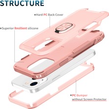 Eabhulie Apple iPhone 14 Için Yüzük Stand Silikon Sert Pc Tampon Telefon Kılıfı - Rose Gold (Yurt Dışından)