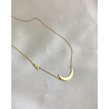 Nida Jewelry 925 Ayar Gümüş Hilal Harf Kolye