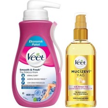 Veet Mucizevi Yağ Çok Amaçlı Nemlendirici Bakım Yağı 100 ml + Veet Tüy Dökücü Krem Bacak & Vücut Bölgesi Hassas Ciltler 400 ml