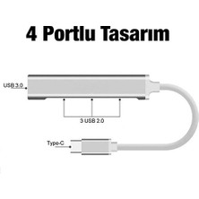 Hkn  4 In 1 Type-C To USB Hub Adaptör Çevirici Dönüştürücü Çoğaltıcı