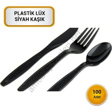 Gizpak Plastik Siyah Lüx  Kaşık  100 Adet
