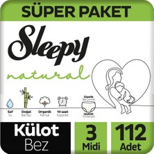 Sleepy Natural Külot Bebek Bezi 4'lü Fırsat Paketi 3 Numara 4-9 Kg 112 Adet