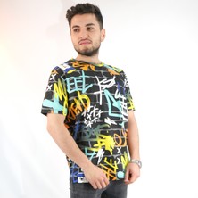 Jizyway Grafity Karma Renk Oversize Siyah T-Shirt