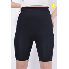 Sauna Suit 2 Beden Küçülten Ekstra Yüksek Bel Silikonlu Kaydırmaz Sıkılaştırıcı Toparlayıcı Siyah Parçalı Korse Şort